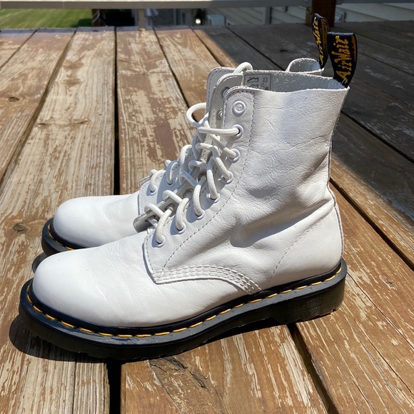 Dr. Martens Shoes - Dr. Martens Pascal Virginia 1460 White Lace-Up Leather Boot
